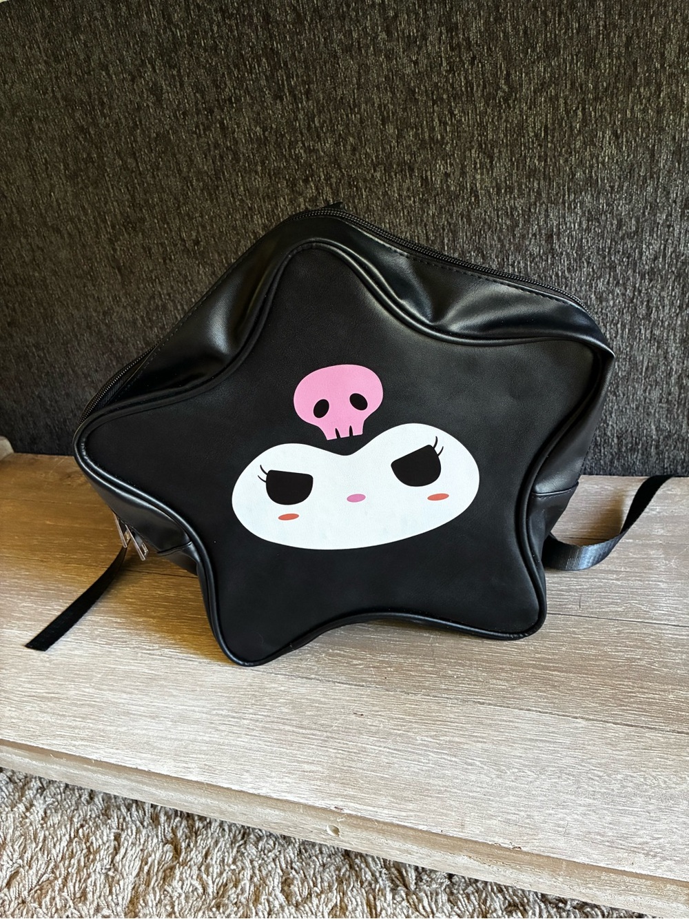 Sanrio Kuromi Black Faux Leather Star Shaped Backpack